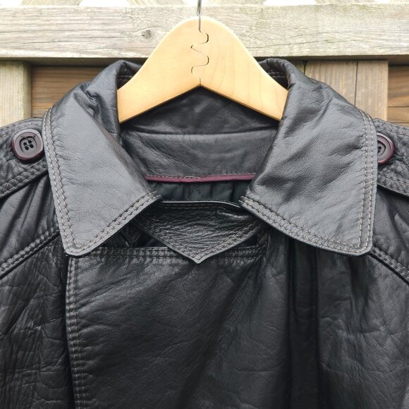 Montreal Leather Trench Coat Men's Size 42 Large Black Y2K The Matrix Blanket - Picture 6 of 10